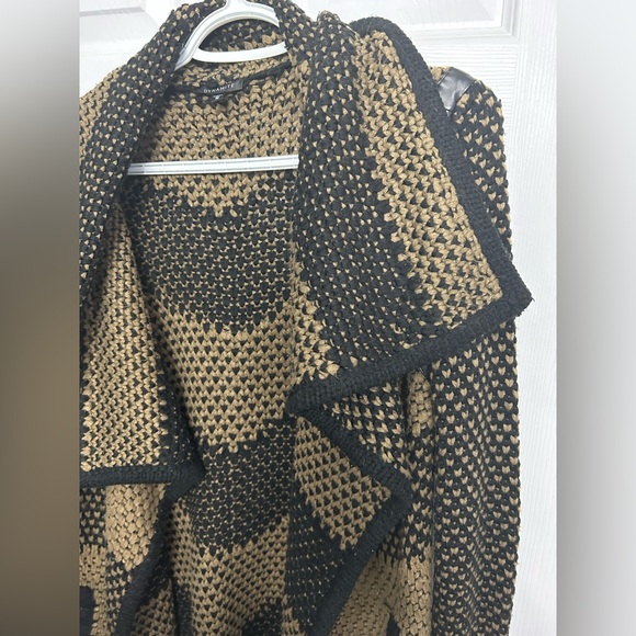 Dynamite Brown and Black Long Knit Shacket Sweater - Picture 2 of 6